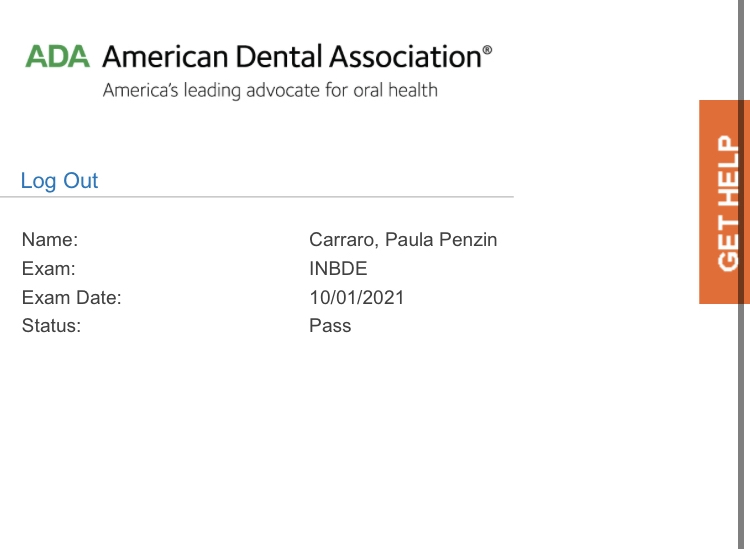 iNBDE Dental Boards Score Report - Paula Carraro
